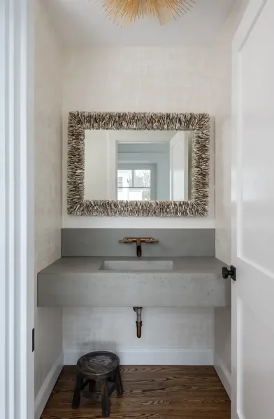 Powder room with custom cement sink